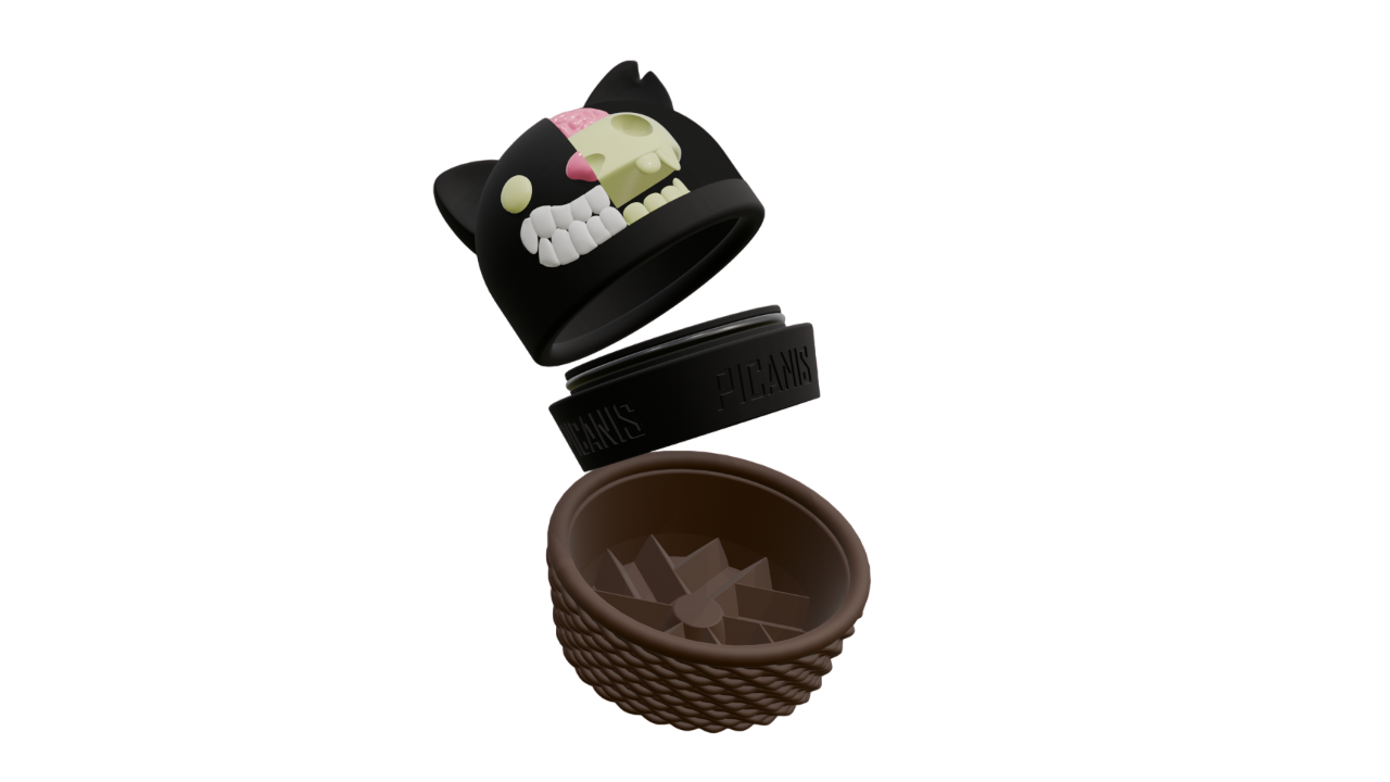 Skullcat, grinde de Picanis flotando con efecto glow